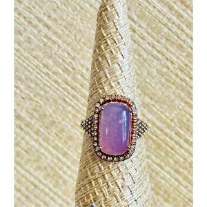 HUGE Crystal Zircon Ring Rose Gold and White Zircon Ring